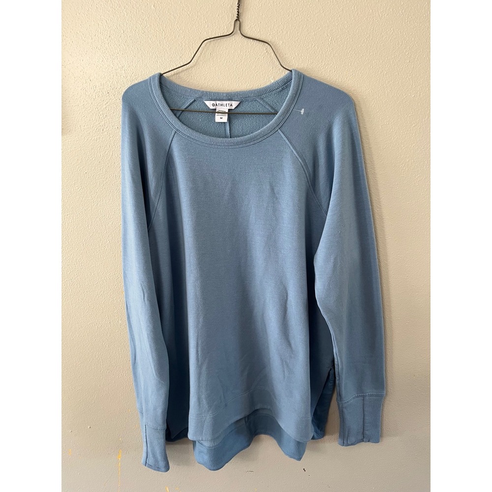 ATHLETA Coaster Luxe Sweatshirt Athleisure Womens M Blue Pullover Fleece Slit